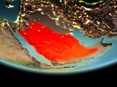 Suudi Arabistan geceleri yeryüzünde