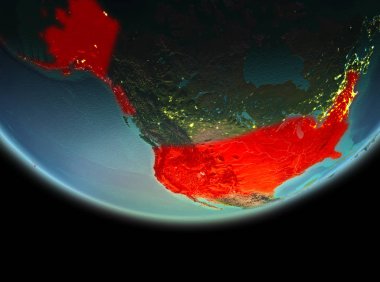 Dünya üzerinde gece ABD