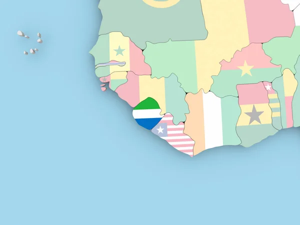 Carte de Sierra Leone avec drapeau sur le globe — Photo