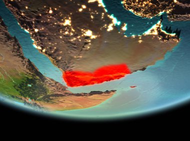 Dünya üzerinde gece Yemen