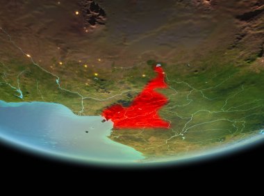 Dünya üzerinde gece Kamerun