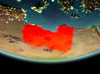 Dünya üzerinde gece Libya