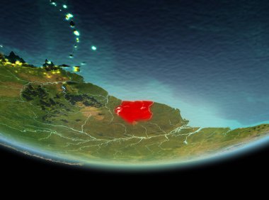 Dünya üzerinde gece Surinam