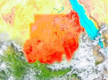 Dünya üzerindeki kırmızı Sudan'da