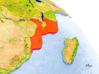 Mozambik dünya, kırmızı modeli