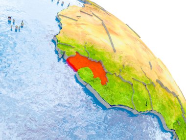 Dünya'nın kırmızı modelindeki Gine