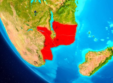 Mozambik uzaydan Dünya üzerinde