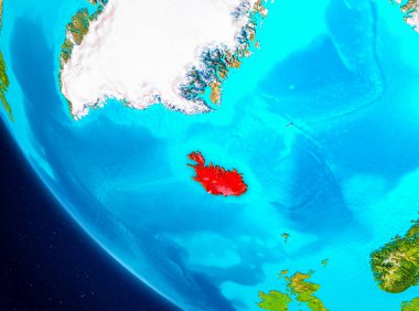 İzlanda uzaydan Dünya üzerinde