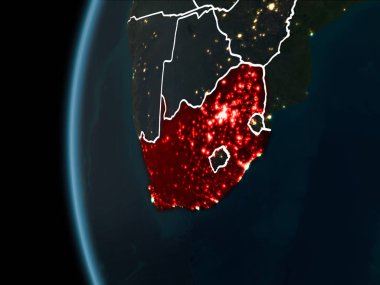 Güney Afrika gece uzaydan