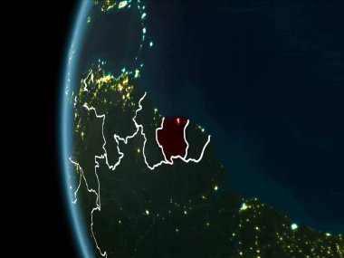 Surinam gece uzaydan