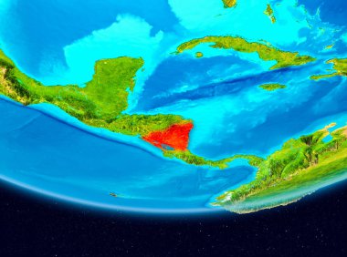 Nikaragua Uydu görünümünde kırmızı