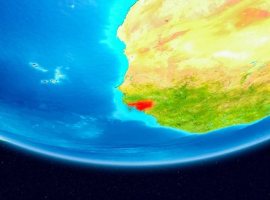 Kırmızı Gine-Bissau uydu görünümü