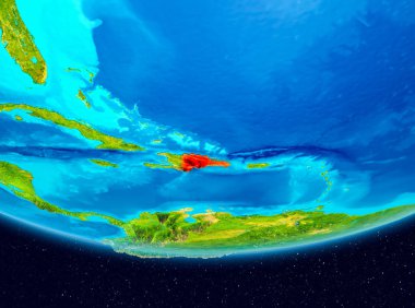 Dominik Cumhuriyeti Uydu görünümünde kırmızı