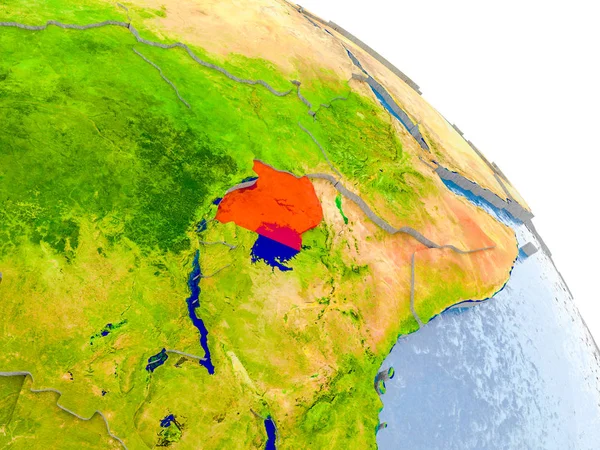 Ouganda en modèle rouge de la Terre — Photo
