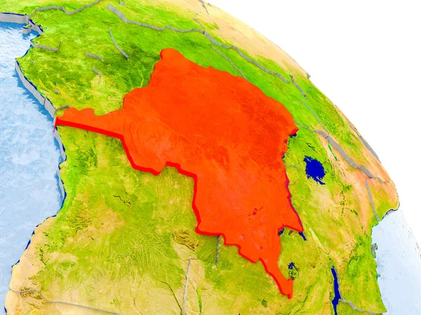 Konžská demokratická republika v červené model země — Stock fotografie