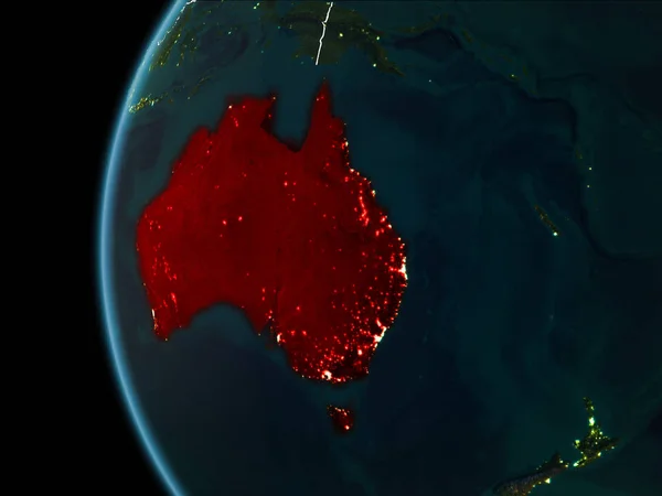 Австралия из космоса ночью — стоковое фото