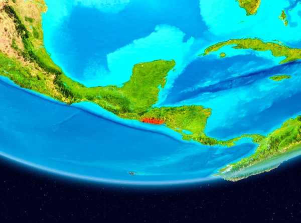 Widok satelitarny Salwadoru w kolorze czerwonym — Zdjęcie stockowe