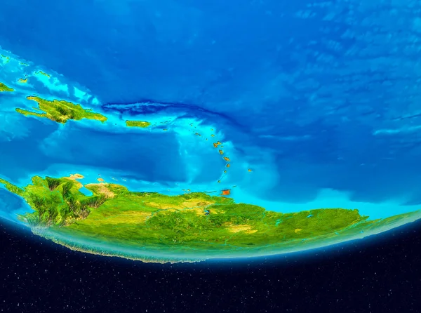 Vue satellite des Caraïbes en rouge — Photo