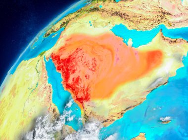 Suudi Arabistan alan görünümünde kırmızı