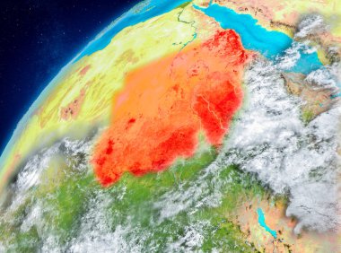 Sudan alan görünümünde kırmızı