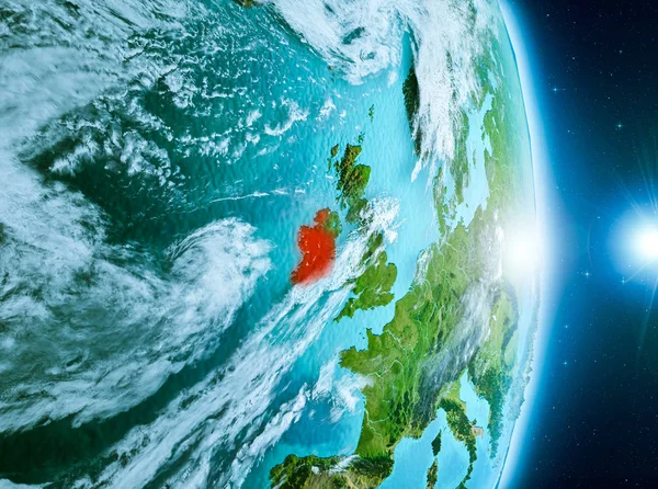 Salida del sol sobre Irlanda en el planeta Tierra — Foto de Stock