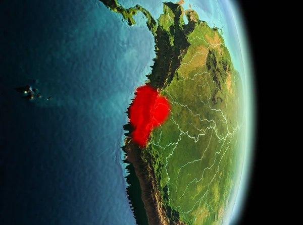 Ecuador in morning from orbit — Stock Photo, Image