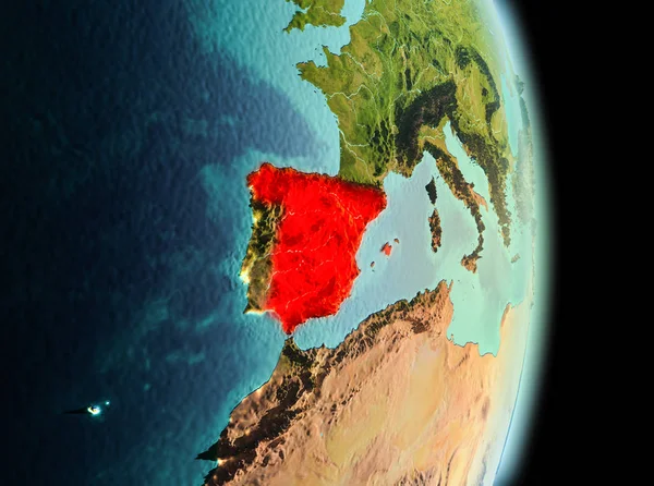 Spain in morning from orbit