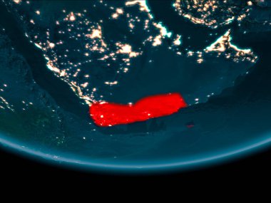 Gece boyunca dünya üzerinde Yemen