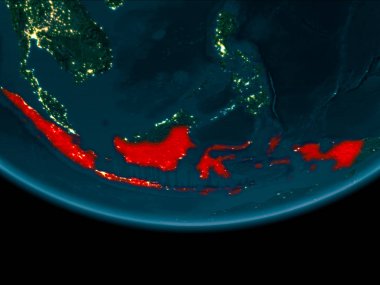 Gece boyunca dünya üzerinde Endonezya