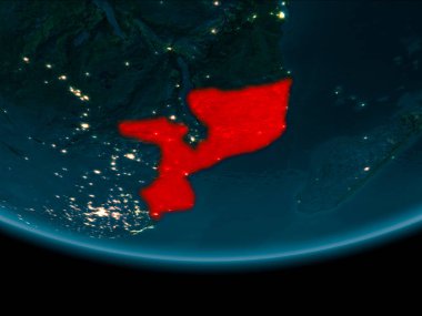 Gece boyunca Mozambik dünya üzerindeki
