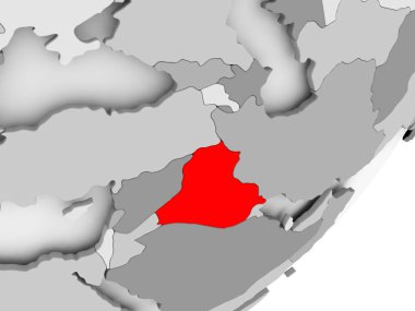 Gri haritada kırmızı Irak'ta