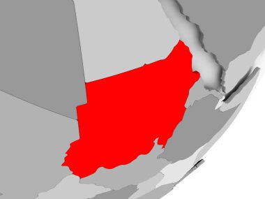 Gri haritada kırmızı Sudan'da