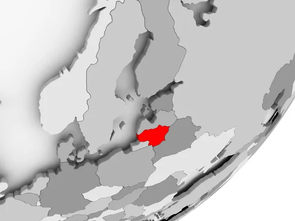 Lithuania in red on grey map — Stock Photo, Image