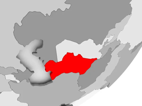 Turkmenistán v červené barvě na šedém mapu — Stock fotografie