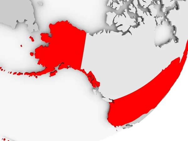 США в червоний колір на сірий карті — стокове фото