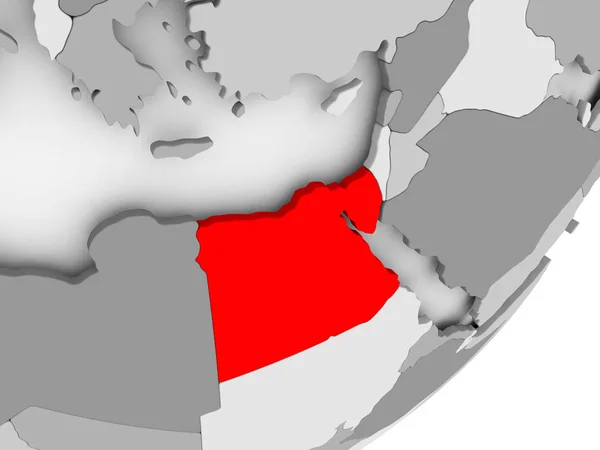 Egypt in red on grey map — Stock Photo, Image