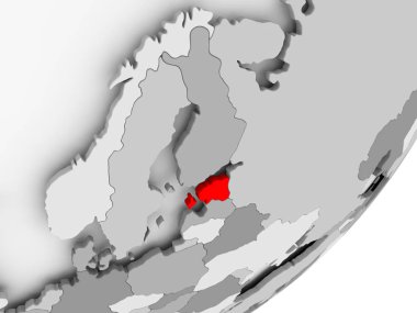 Estonya'da gri haritada kırmızı