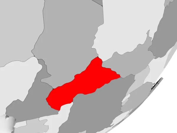 Центральної Африки в червоний колір на сірий карті — стокове фото