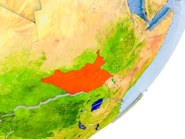 Carte du Soudan du Sud sur Terre — Photo