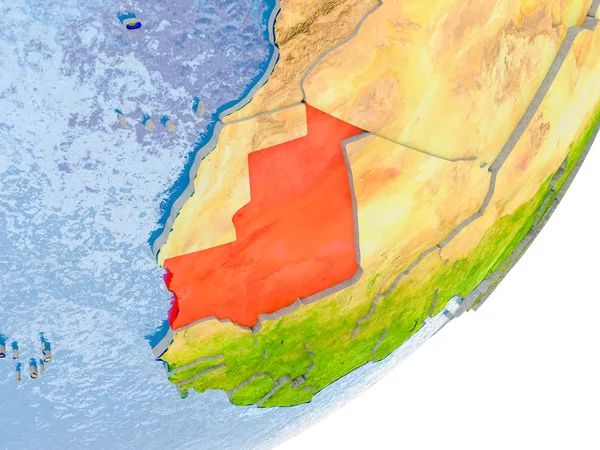 Mapa de Mauritania en la Tierra —  Fotos de Stock