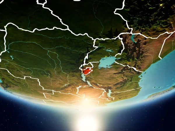 Бурунді з сонцем на планеті Земля — стокове фото