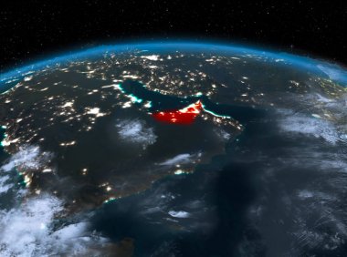 Birleşik Arap Emirlikleri gece uzaydan