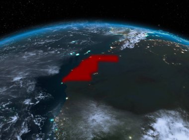 Batı Sahra gece uzaydan