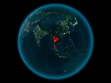 Planet Earth gece uzayda Tayland