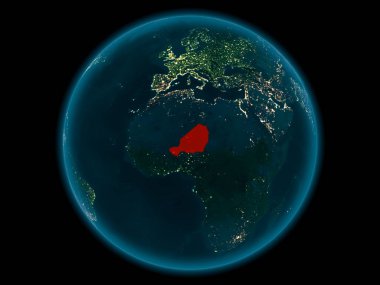 Planet Earth gece uzayda Nijer