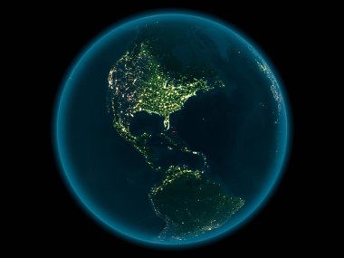 Planet Earth gece uzayda Bahamalar