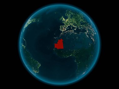 Planet Earth gece uzayda Moritanya