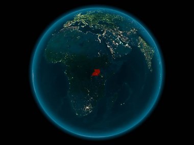 Planet Earth gece uzayda Uganda