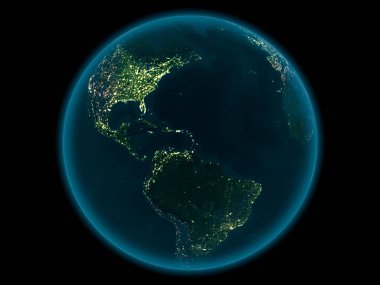 Caribbean Planet Earth gece uzayda