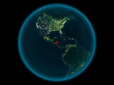 Planet Earth gece uzayda Honduras